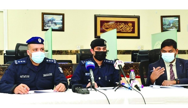 MoI officials Capt Mohamed al-Rashid and Capt Kamal Tahir al-Tairi addressing the press conference Tuesday. PICTURE: Shaji Kayamkulam