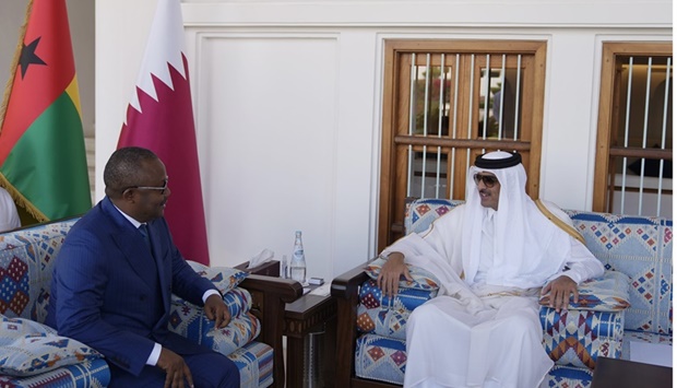 His Highness the Amir Sheikh Tamim bin Hamad Al-Thani and the President of the Republic of Guinea-Bissau Umaro Sissoco Embalo hold talks