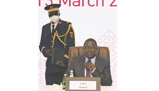 Chad's Prime Minister Albert Pahimi Padacke takes part in the Chad Peace Negotiations as they start in Doha yesterday.