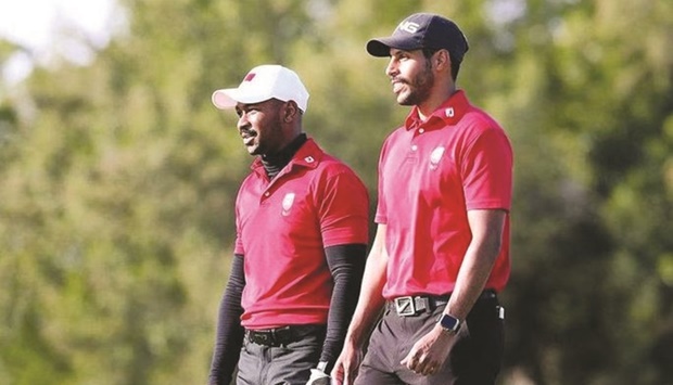 Qataru2019s golfers Ali Abdullah al-Shahrani (right) and Saleh Ali al-Kaabi.