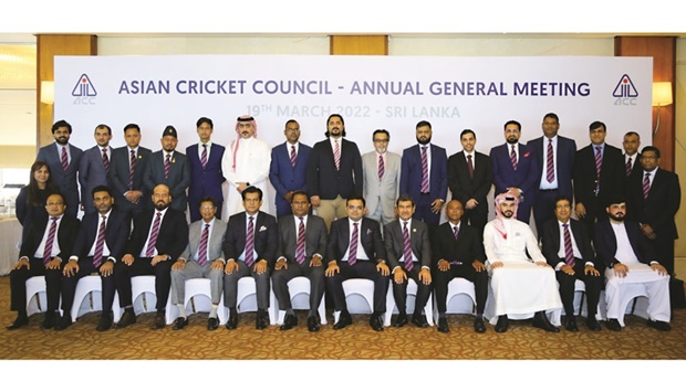 Qatar Cricket Association President Sheikh Abdul Aziz bin Saud al-Thani and QCA Secretary-General Khalid al-Rumaihi along with other members of the Asian Cricket Council.