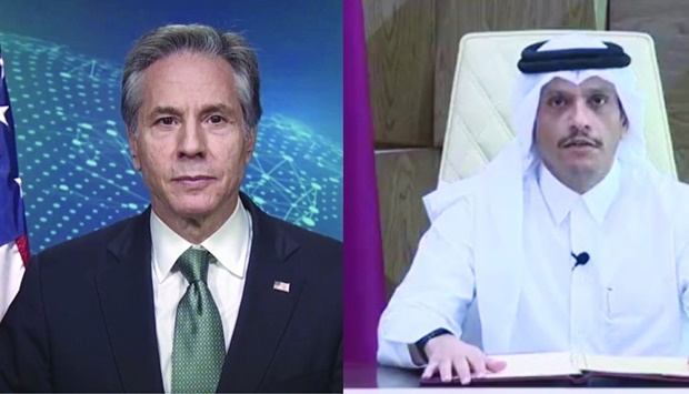 US Secretary of State Antony Blinken, HE the Deputy Prime Minister and Minister of Foreign Affairs Sheikh Mohammed bin Abdulrahman al-Thani