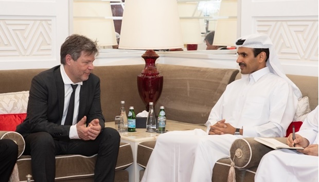 HE the Minister of State for Energy Affairs Saad Sherida al-Kaabi meets Germany's vice chancellor and Minister for Economic Affairs and Climate Action Robert Habeck