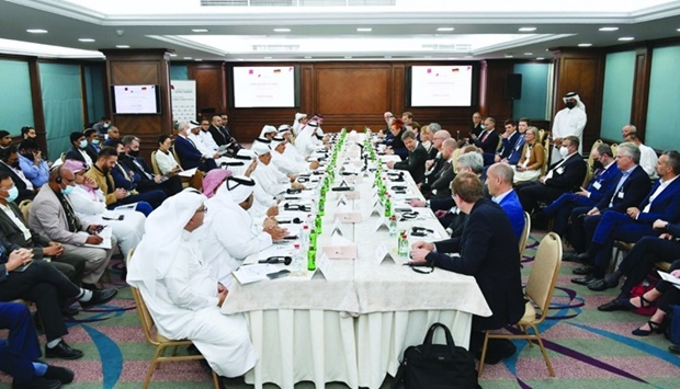 Qatar Chamber chairman Sheikh Khalifa bin Jassim al-Thani during a meeting Sunday with Dr Robert Habeck, Vice Chancellor and Federal Minister for Economic Affairs and Climate Action, and his accompanying delegation.