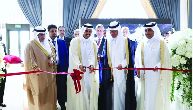HE the Minister of State for Energy Affairs Saad bin Sherida al-Kaabi inaugurating the seventh General Conference of the Arab Union of Electricity in the presence of other dignitaries. PICTURES: Supplied and by Ram Chand