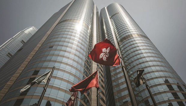 An external view of the Hong Kong Stock Exchange. The Hang Seng Index closed down 0.9% to 21,221.34 points yesterday.