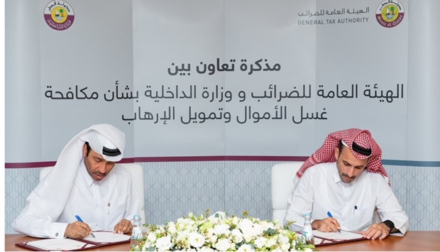 The memorandum was signed by GTA's Assistant President for Tax Affairs Ghanim bin Khalifa Al Attiyah and Head of Economic and Cyber Crimes Department of the Ministry of Interior Colonel Ali Hassan Al Kubaisi.
