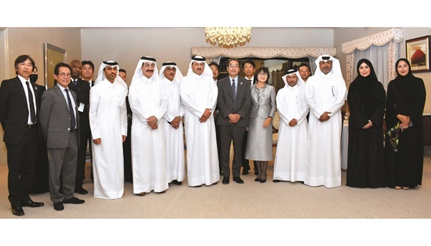 Ministry of Commerce and Industry Undersecretary HE Sultan bin Rashid al-Khater and Japanese ambassador Satoshi Maeda, along with members of the preparation committee for Qatar's participation in Expo 2025 and a number of CEOs of Japanese companies in Doha at the reception, held at the envoy's residence in Doha recently. PICTURE: Thajudeen
