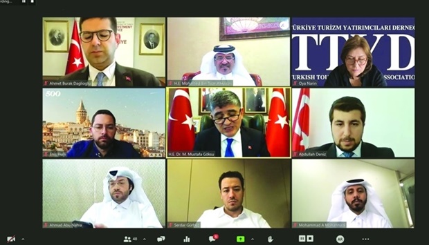 Qatar Chamber and Turkish dignitaries during the webinar held Wednesday