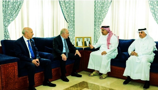 HE the Deputy Prime Minister and Minister of State for Defence Affairs Dr Khalid bin Mohamed al-Attiyah meets with Chief of Staff of the People's National Army of Algeria Lt-Gen Said Chengriha