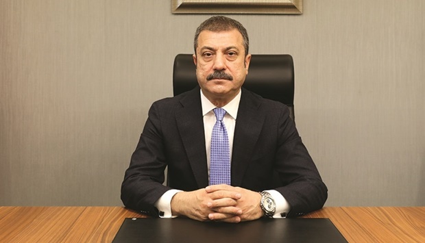 Turkeyu2019s central bank governor Sahap Kavcioglu sits at his office in Ankara (file).