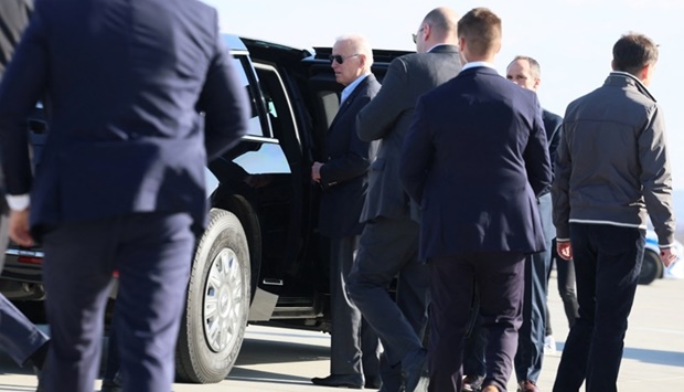 US President Joe Biden arrives at Rzeszow-Jasionka Airport, in Jasionka, near Rzeszow, Poland. REUTERS