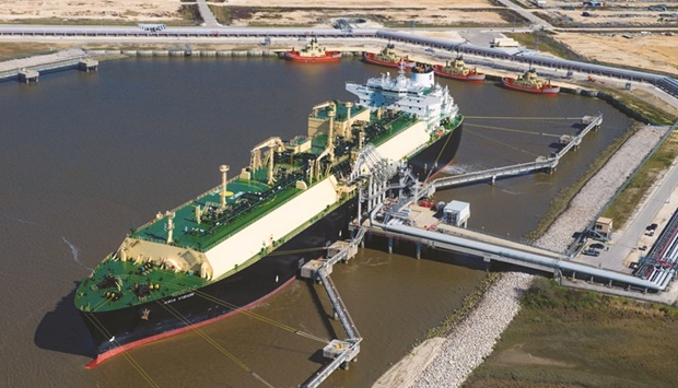 The Asia Vision LNG carrier ship sits docked at the Cheniere Energy terminal in Texas. The US and the European Union will push to boost supplies of liquefied natural gas to European countries by the end of 2022 in a bid to displace Russian gas, a political framework that now leaves companies to sort out the details.