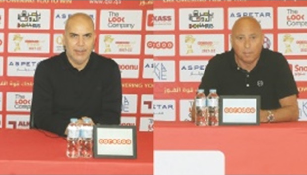 Al Sailiya coach Sami Trabelsi and Al Wakrah coach Marques Lopez