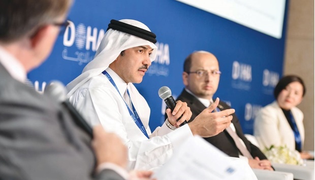HE the Minister of State and Chairman of QFZA Ahmad al-Sayed during the panel discussion at Doha Forum.