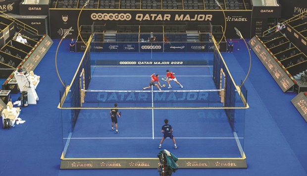 Action from Day One of the Ooredoo Qatar Major padel tournament at the Khalifa  International Tennis & Squash Complex yesterday.