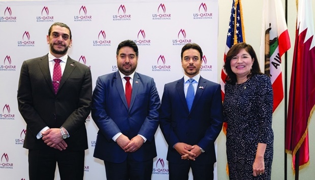(From left) USQBC managing director Mohamed Barakat, the State of Qatar Commercial Attachu00e9 to the US Fahad al-Dosari, Consul General of State of Qatar in Los Angeles Mansoor al-Sulaitin, and Los Angeles Area Chamber of Commerce president and CEO Maria S Salinas.
