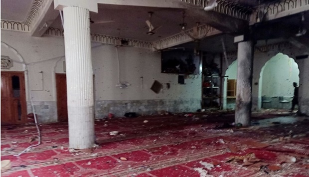 A general view of the prayer hall after a bomb blast inside a mosque during Friday prayers in Peshawar, Pakistan. Reuters/Fayaz Aziz