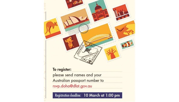 Inviting members of the Australian community in Qatar to celebrate the occasion, the Australian embassy has said registration for the special day is open until 1pm on March 10.