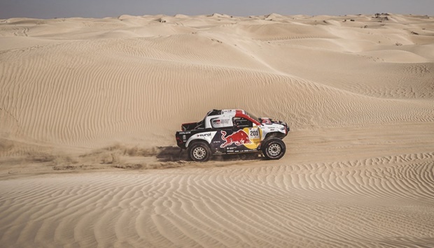 Defending champion Nasser al-Attiyah, who set off in search of his third triumph in the event, was soon returning to the start after damaging the front right wheel of his Toyota Hilux.