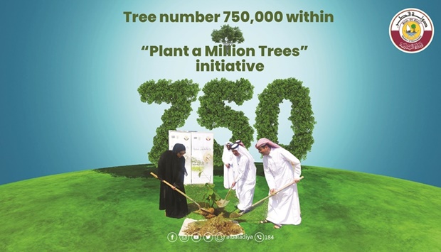 HE the National Human Rights Committee (NHRC) chairperson Maryam bint Abdullah al-Attiyah recently planted the 750,000th tree.