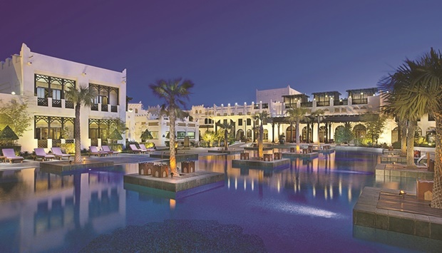 An exterior view of Sharq Village & Spa, a Ritz-Carlton Hotel in Doha.