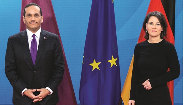 HE the Deputy Prime Minister and Minister of Foreign Affairs Sheikh Mohamed bin Abdulrahman al-Thani met on Wednesday with German Minister of Foreign Affairs Annalena Baerbock in Berlin.