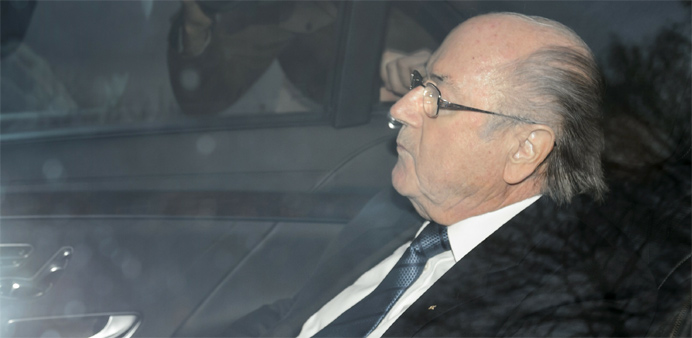 Suspended FIFA president Sepp Blatter arrives at the FIFA headquarters