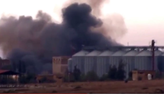 After a bomb attack in Homs province- an image grab from a video