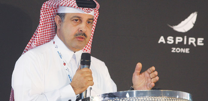 Qatar Motor and Motorcycle Federation (QMMF) president Nasser Khalifa al-Attiyah addresses the gathering at Aspire4Sport conference yesterday. Picture