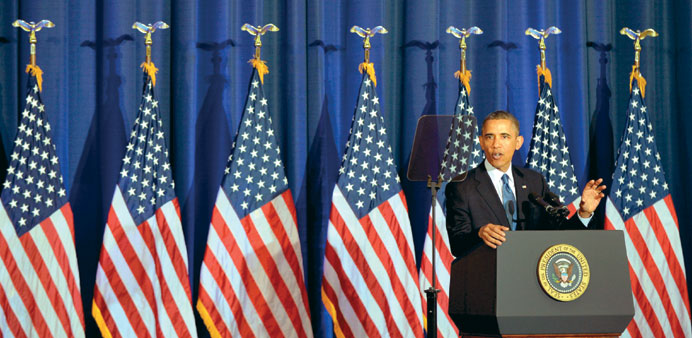 Obama speaking on counter-terrorism during a speech at the National Defence University yesterday.