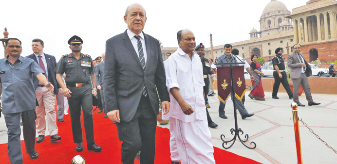 Franceu2019s Defence Minister Jean-Yves Le Drian and his Indian counterpart A K Antony met in New Delhi yesterday.