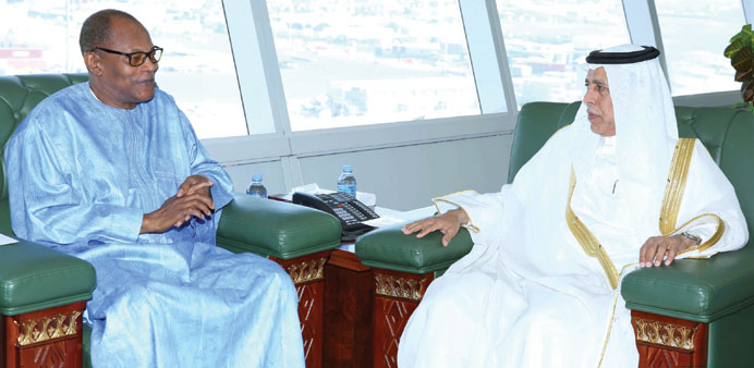 HE al-Mahmoud meeting with Mohamed bin Chambas in Doha yesterday.