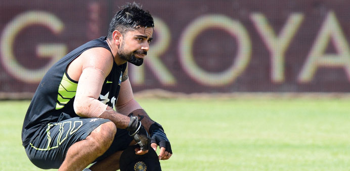 File picture of Indian captain Virat Kohli during a practice session.