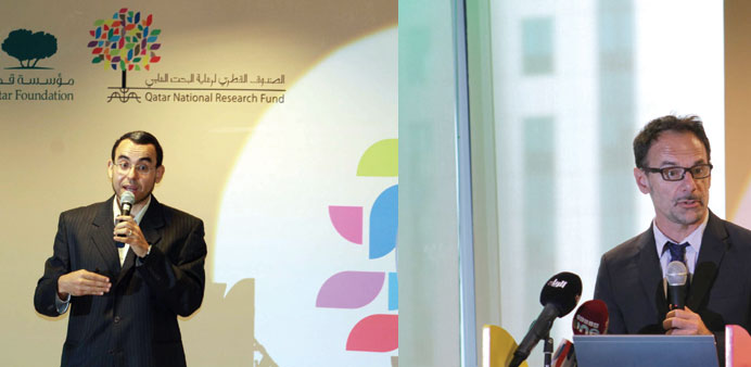 Dr Amr Mohamed (left) and  Dr Daniel Trinchero present the results of their researches.