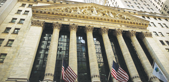 A view of the New York Stock Exchange in New York City yesterday. US stocks slid yesterday after the Labour Department reported the US added 162,000 j