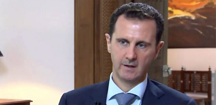 Syrian President Bashar al-Assad speaking during an interview in Damascus