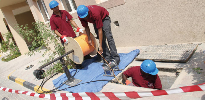 Ooredoo Fibre installation in progress in Doha.