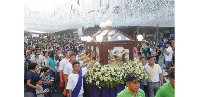 A Good Friday procession in Manila yesterday.