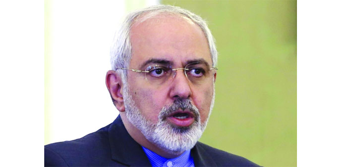 Zarif speaks during the press conference in Tehran yesterday. 