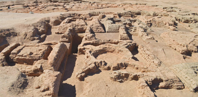 The foundations of four pyramids unearthed by a French archaeological team in Sedeinga, 500km north of Khartoum.