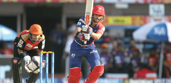 Delhi Daredevils captain JP Duminy drives down the ground during his 41-ball 54 against Sunrisers Hyderabad at the  IPL in Visakhapatnam yesterday. (B