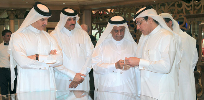 HE Abdullah bin Hamad al-Attiyah, Chairman of the Administrative Control and Transparency Authority touring the Doha Jewellery & Watches Exhibition.
