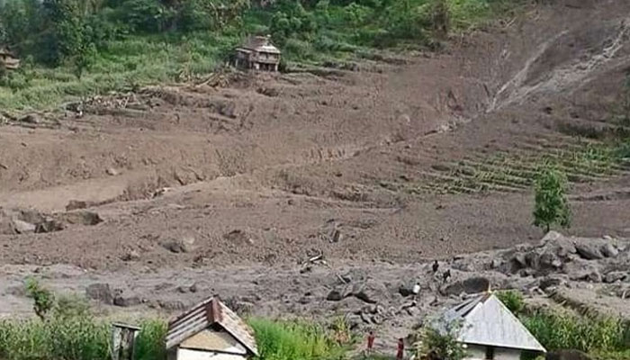 The site of a June 10 landslide in Taplejung, Nepal.