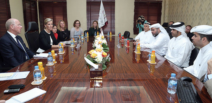 Princess Sophie at a meeting with Qatar Charity and Orbis UK officials yesterday.