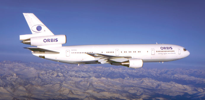 Orbis plane in flight.
