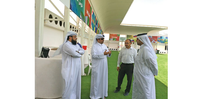 Senior MoE  officials at the Aspire fan zone to study the possibility of using the new cooling technology for greenhouse farming.