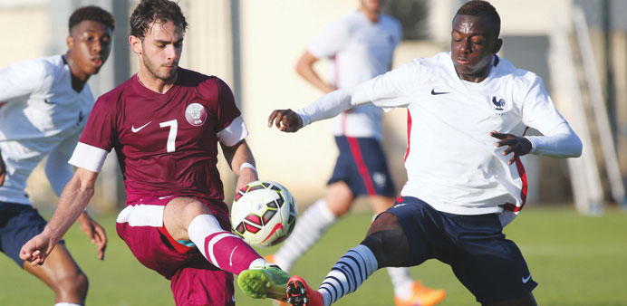 Action from the match between Qatar Olympic Team and France which was held yesterday.