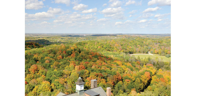 AUTUMN: The view of fall colours stretches to the horizon from the steeple at Holy Hill.