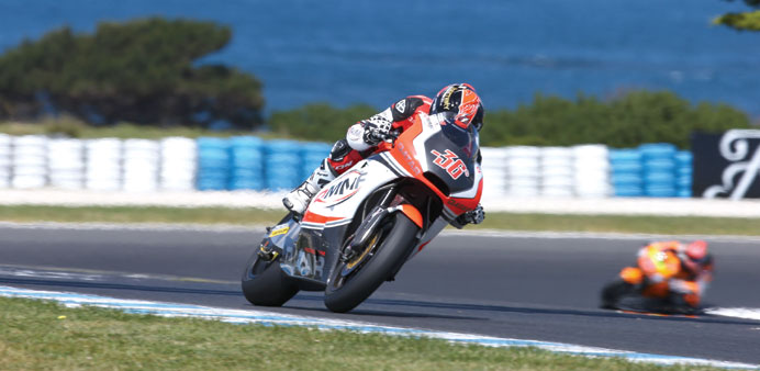 QMMF Racing Teamu2019s Mika Kallio in action during the Moto2 qualifying yesterday.